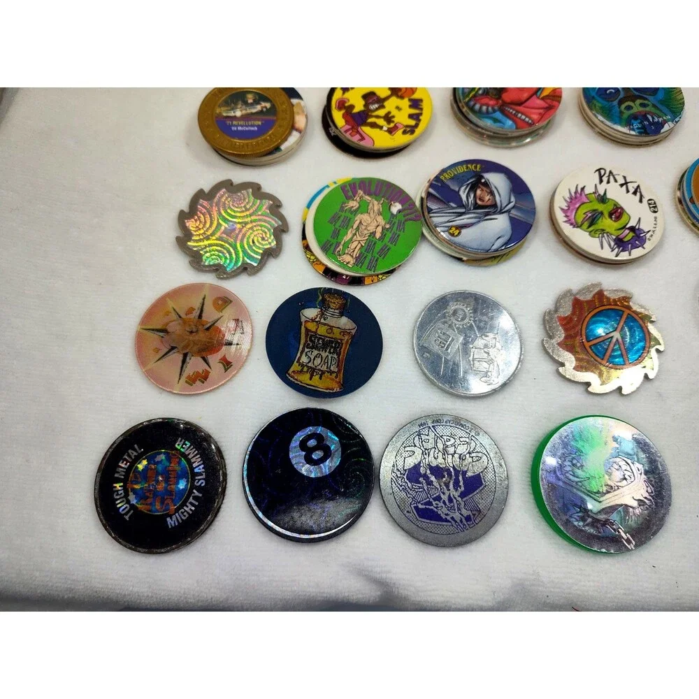 HUGE Mixed Lot 140 Vintage POG Pogs & Metal Slammers  Red 12